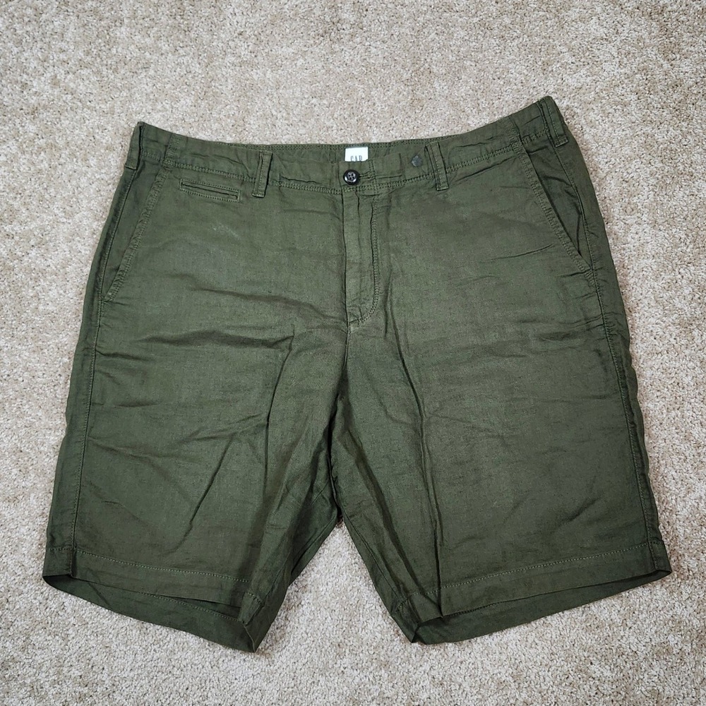 Gap Shorts Olive Green Linen Cotton Blend Casual Summer 38